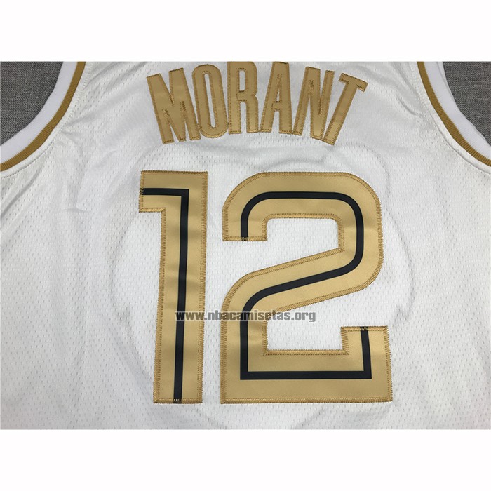 Camiseta Golden Edition Memphis Grizzlies Ja Morant NO 12 Blanco